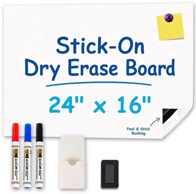 Main image of Magnetic Whiteboard Contact Paper 24" x 16" Adhesive Dry Erase White Board Sticker for Wall, Peel and Stick Wallpaper Easy to Write and Clean for Fridge Home Office
