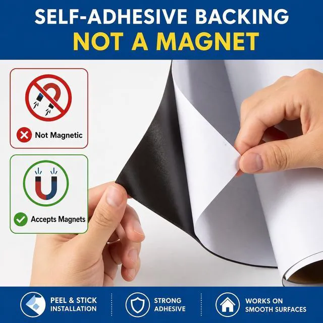Alt view image 3 of 7 - Magnetic Whiteboard Contact Paper 48" x 30", Adhesive Magnetic Dry Erase White Board Sticker for Wall, Peel and Stick Wallpaper