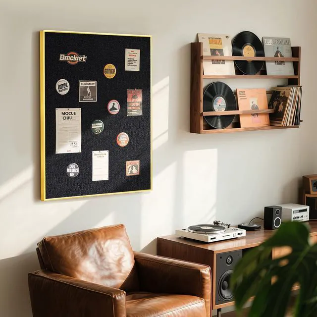 Alt view image 7 of 7 - Linen Bulletin Board, 36"x24" Decorative Fabric Pin Board Vision Board Gold Aluminum Frame, Upgraded Black Canvas Surface, Wall Mounted, for Home Office Bedroom Dorm Wall Decor