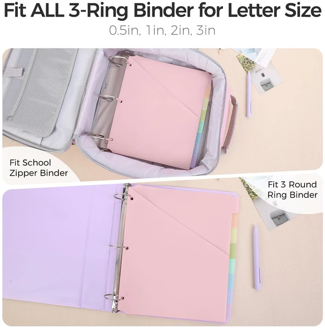 Alt view image 3 of 7 - 8 Tabs Dividers with Two Pockets, Plastic Binder Dividers Dividers for 3 Ring Binders with Writable Labels,Insertable Lettersize Document Pocket,Organizer for School Office & Home
