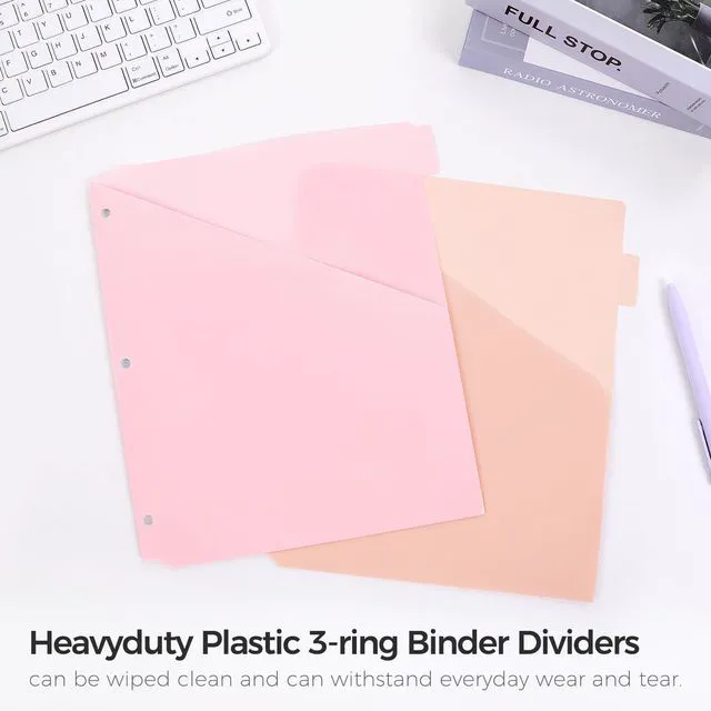 Alt view image 4 of 7 - 8 Tabs Dividers with Two Pockets, Plastic Binder Dividers Dividers for 3 Ring Binders with Writable Labels,Insertable Lettersize Document Pocket,Organizer for School Office & Home