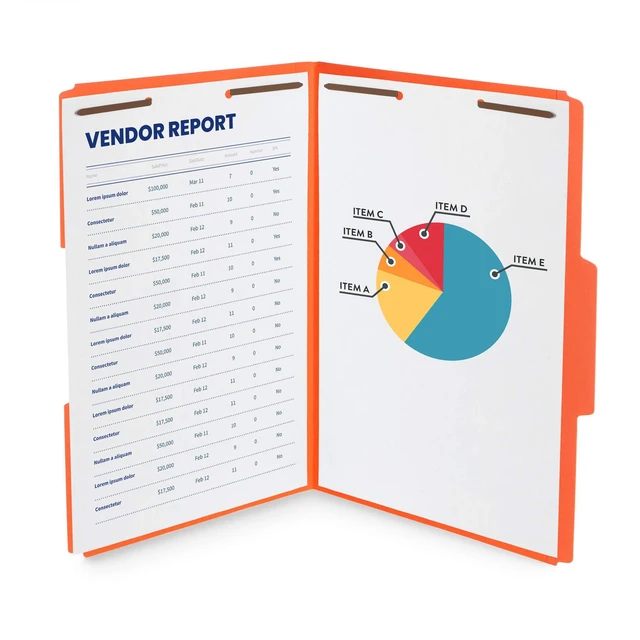 Alt view image 4 of 7 - 50 Fastener File Folders, Legal, Heavy Duty, Assorted Heavy-duty 14pt, Reinforced 1/3 Top Tab, Legal Size, Embedded Fasteners, for Legal, Medical, and Office Records