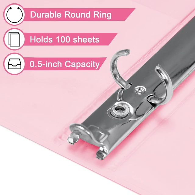 Alt view image 3 of 6 - 1/2-Inch 3 Ring Binders with 2 Interior Pockets, Basic 0.5'' Binders Holds 100 Sheets Letter Size, Office School Home, 6 Pack