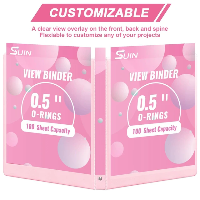 Alt view image 4 of 6 - 1/2-Inch 3 Ring Binders with 2 Interior Pockets, Basic 0.5'' Binders Holds 100 Sheets Letter Size, Office School Home, 6 Pack