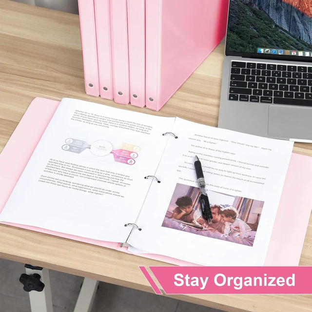 Alt view image 5 of 6 - 1/2-Inch 3 Ring Binders with 2 Interior Pockets, Basic 0.5'' Binders Holds 100 Sheets Letter Size, Office School Home, 6 Pack