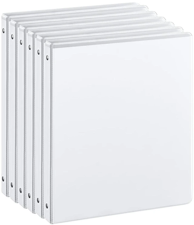 Main image of 1/2-Inch 3 Ring Binders with 2 Interior Pockets, Basic 0.5'' Binders Holds 100 Sheets Letter Size, Office School Home, 6 Pack
