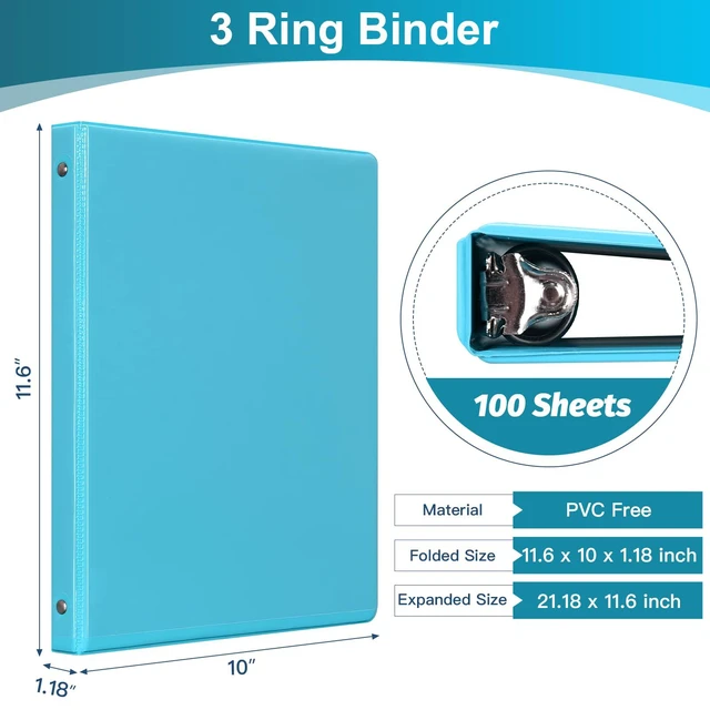 Alt view image 2 of 7 - 0.5-inch 3-Ring Binder with 2 Interior Pockets, 0.5'' Basic Binders Holds US Letter Size 8.5'' x 11''for Office/Home/Back to School, 6 Pack (Assorted 6 Colors)
