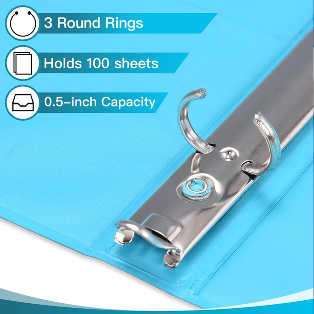 Alt view image 3 of 7 - 0.5-inch 3-Ring Binder with 2 Interior Pockets, 0.5'' Basic Binders Holds US Letter Size 8.5'' x 11''for Office/Home/Back to School, 6 Pack (Assorted 6 Colors)