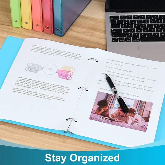 Alt view image 5 of 7 - 0.5-inch 3-Ring Binder with 2 Interior Pockets, 0.5'' Basic Binders Holds US Letter Size 8.5'' x 11''for Office/Home/Back to School, 6 Pack (Assorted 6 Colors)