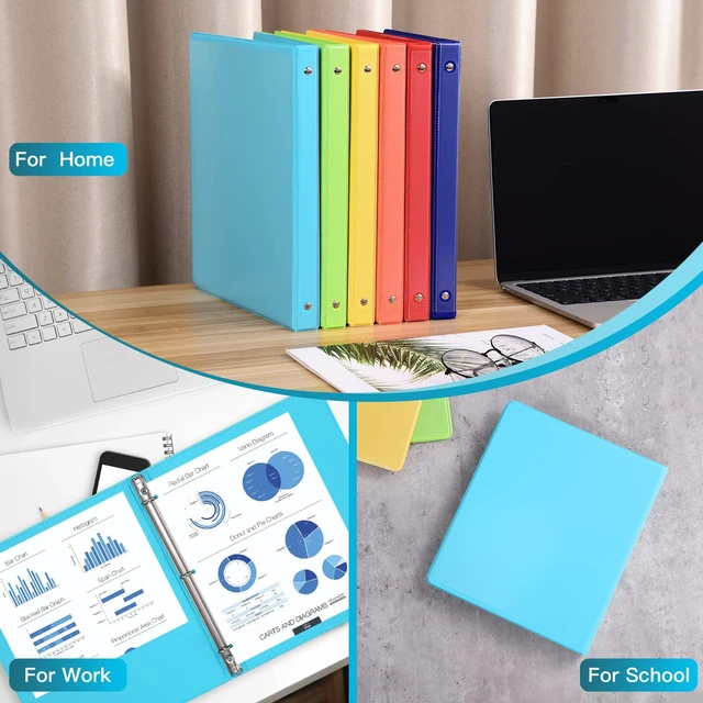 Alt view image 6 of 7 - 0.5-inch 3-Ring Binder with 2 Interior Pockets, 0.5'' Basic Binders Holds US Letter Size 8.5'' x 11''for Office/Home/Back to School, 6 Pack (Assorted 6 Colors)