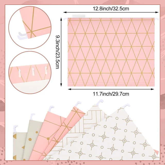 Alt view image 3 of 6 - 24 Hanging File Folders Acrylic Desktop Organizer,Geometric Clear Acrylic Box with Handles, Letter A4 Compatible, Colorful Tab Labels Included, for Classroom Office,Back to School