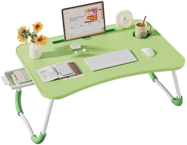 Main image of Lap Desk Bed Trays for Eating and Laptops Breakfast in Bed Tray for Sofa/Couch/Study/Reading/Writing with Cup Holder/Drawer On Low Sitting Floor Large Portable Foldable (Green)