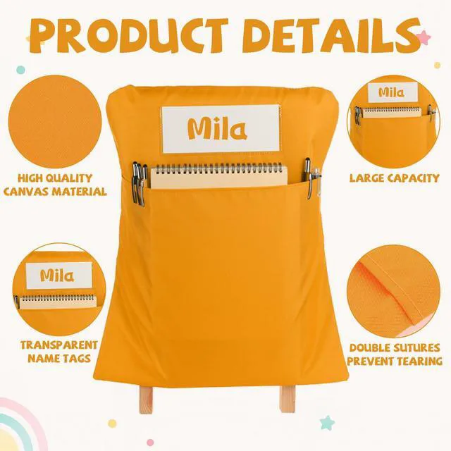 Alt view image 3 of 7 - 24 Pcs Chair Pockets for Classroom 17x20 Inch Classrooms with Name Tag Classroom Chair Pocket Storage for Keeping Student Books School Table Organized (Groovy)