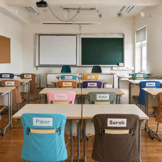 Alt view image 7 of 7 - 24 Pcs Chair Pockets for Classroom 17x20 Inch Classrooms with Name Tag Classroom Chair Pocket Storage for Keeping Student Books School Table Organized (Groovy)