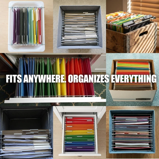 Alt view image 3 of 7 - Hanging File Frame, Letter Size (Fits 2427), Adjustable Heavy-Duty Steel File Drawer Organizer for Desks, Cabinets & Shelves (91964)