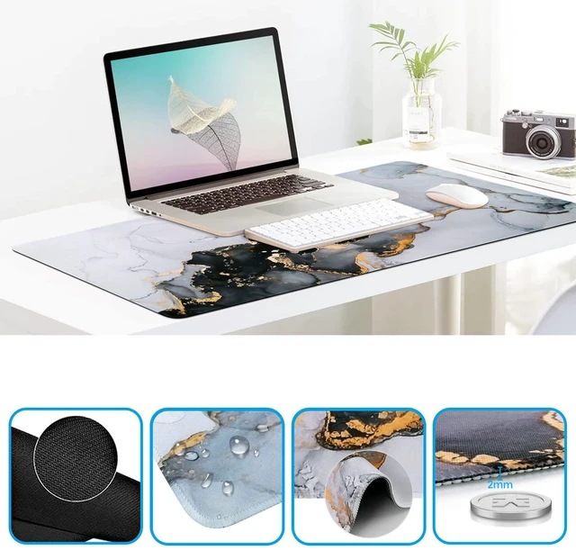 Alt view image 6 of 7 - Grey Marble Mouse Mat 35.4"x15.7", Computer Pad for Teacher Classroom Ergonomic Desk Pad Featuring Keyboard Wrist Rest, Vintage Mousepad Set for Table Home Computer Setup