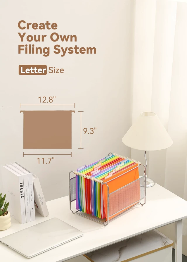 Alt view image 6 of 6 - Plastic Hanging File Folders, Letter Size, Tear-Resistant, Vibrant 12-Pack, Sturdy and Easy to Clean, for Filing Cabinets, with Insertable 1/5-Cut Tabs and Colorful Labels