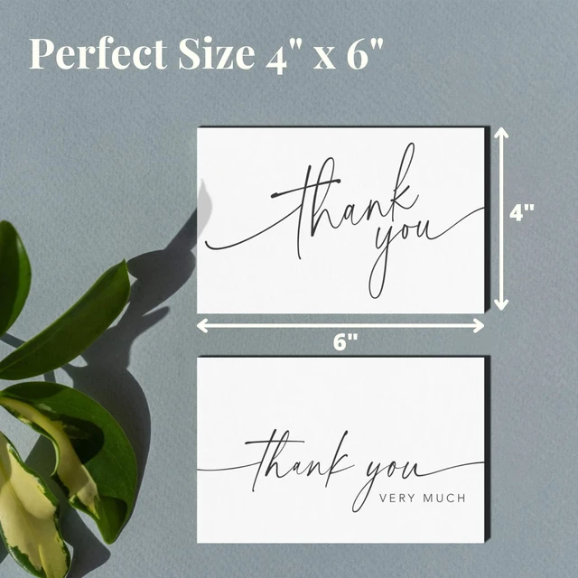 Alt view image 3 of 6 - Thank You Cards with Envelopes & Matching Stickers, Bulk Pack of 100, 4x6 Inch Minimalistic Design - Suitable for Business, Baby Shower, Wedding, Small Business, Graduation, Bridal Shower, Funeral