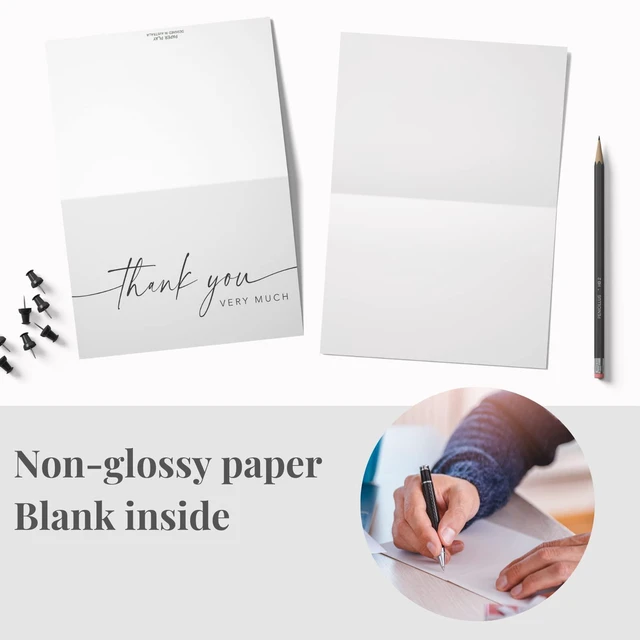 Alt view image 4 of 6 - Thank You Cards with Envelopes & Matching Stickers, Bulk Pack of 100, 4x6 Inch Minimalistic Design - Suitable for Business, Baby Shower, Wedding, Small Business, Graduation, Bridal Shower, Funeral