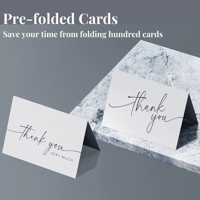 Alt view image 5 of 6 - Thank You Cards with Envelopes & Matching Stickers, Bulk Pack of 100, 4x6 Inch Minimalistic Design - Suitable for Business, Baby Shower, Wedding, Small Business, Graduation, Bridal Shower, Funeral