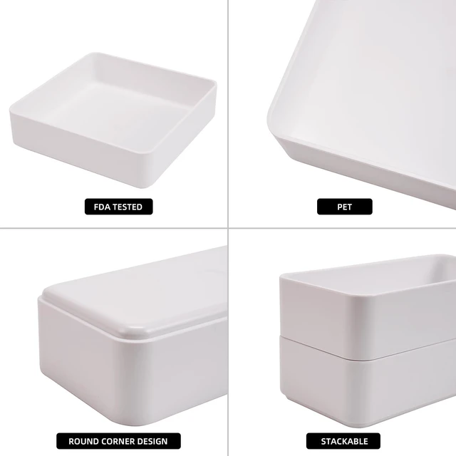 Alt view image 7 of 7 - 11-Piece Stackable Drawer Organizer Set, Multi-size Desk Drawer Organizer Trays Vanity Storage Bins for Storing Makeup, Stationery, Utensils in Bathroom Dresser, Office and Kitchen
