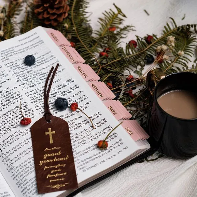 Alt view image 7 of 7 - Leather Bible Tabs for Women and Men, Gold Foil Lettering Large Print Stickers, Easy to Read and Apply, 80 Chapters Labels for Easy Navigation(Rose Pink)