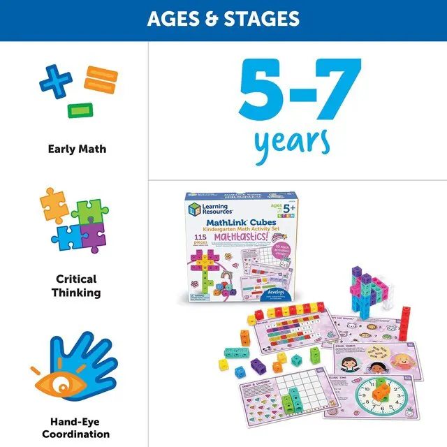 Alt view image 6 of 6 - MathLink Cubes Kindergarten Math Activity Set Mathtastics! - Classroom Must Haves, Preschool Activities, Teacher School Supplies, Toddler Montessori Toys, Math Manipulatives