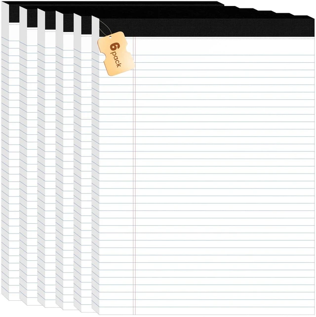 Main image of 6pcs Legal Pads 8.5 x 11, Perforated White Notepad 8.5x11, 50Sheets/Pad Writing Pads 8.5x11, College Ruled Thick Paper, Lined Note Pads with Sturdy Backing, Office & School Supplies