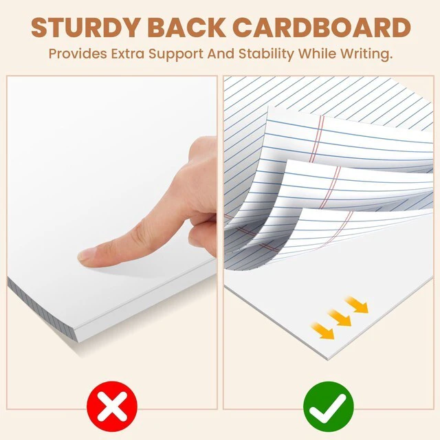Alt view image 3 of 6 - 6pcs Legal Pads 8.5 x 11, Perforated White Notepad 8.5x11, 50Sheets/Pad Writing Pads 8.5x11, College Ruled Thick Paper, Lined Note Pads with Sturdy Backing, Office & School Supplies