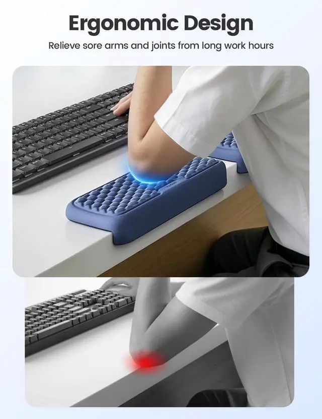 Alt view image 2 of 7 - 2Pcs Elbow Rest Pad for Desk, L-Shaped Armrest Ergonomic Support Desk Edge Cushion, Memory Foam Elbow Wrist Support Keyboard Mouse Pad for Palm Hand Office Computer Home Gaming Accessories