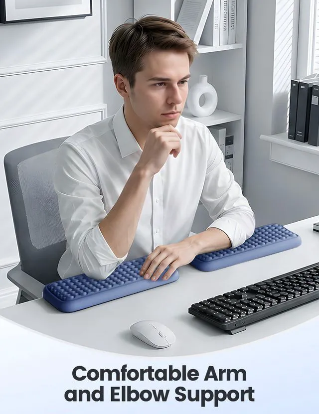 Alt view image 3 of 7 - 2Pcs Elbow Rest Pad for Desk, L-Shaped Armrest Ergonomic Support Desk Edge Cushion, Memory Foam Elbow Wrist Support Keyboard Mouse Pad for Palm Hand Office Computer Home Gaming Accessories