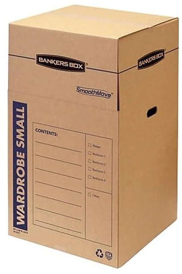 Main image of 3-Pack Short Wardrobe Moving Boxes, 20" x 20" x 40" Move hanging clothes from closet to truck with wardrobe boxes that reduce folding, wrinkles, and repacking