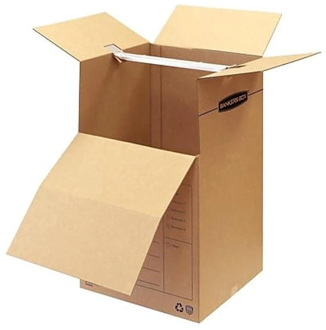 Alt view image 3 of 5 - 3-Pack Short Wardrobe Moving Boxes, 20" x 20" x 40" Move hanging clothes from closet to truck with wardrobe boxes that reduce folding, wrinkles, and repacking