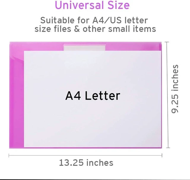Alt view image 6 of 7 - 48 Pack Folders Plastic Envelopes, Clear Plastic File Folder for Document, Letter A4 Size Poly File Envelopes with Label Pocket, Snap Button for Home Work Office Organizer, 8 Assorted Colors