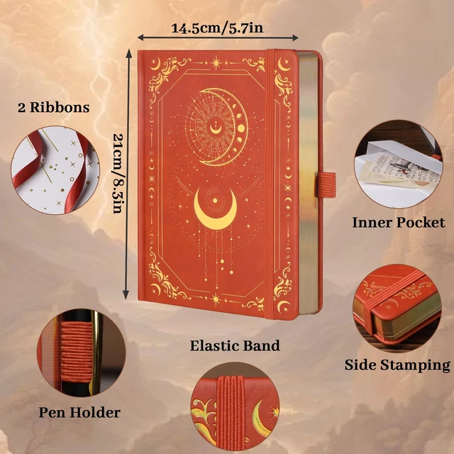 Alt view image 2 of 6 - Line Journal Notebook for Women Men, 316 Pages,8.3x5.8 IN Hardcover A5 College Ruled Notebook for Writing,Vintage Diary with Bookmark, for Work School, Note Taking