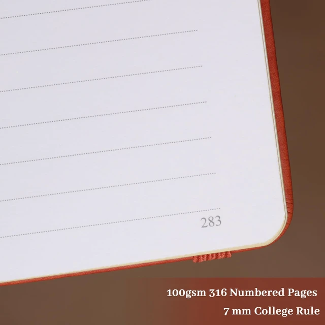 Alt view image 3 of 6 - Line Journal Notebook for Women Men, 316 Pages,8.3x5.8 IN Hardcover A5 College Ruled Notebook for Writing,Vintage Diary with Bookmark, for Work School, Note Taking