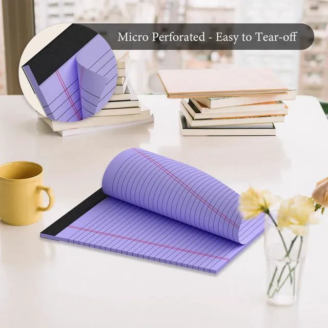 Alt view image 3 of 7 - 6 Pack Legal Pads 8.5 x 11 Colored Note Pads 8.5 x 11 Pink Notepad Perforated Writing Pads 8.5 x 11 Lined Paper Pads of Paper Wide Ruled 30 Sheets Notebook To Do List for School, Office, Home