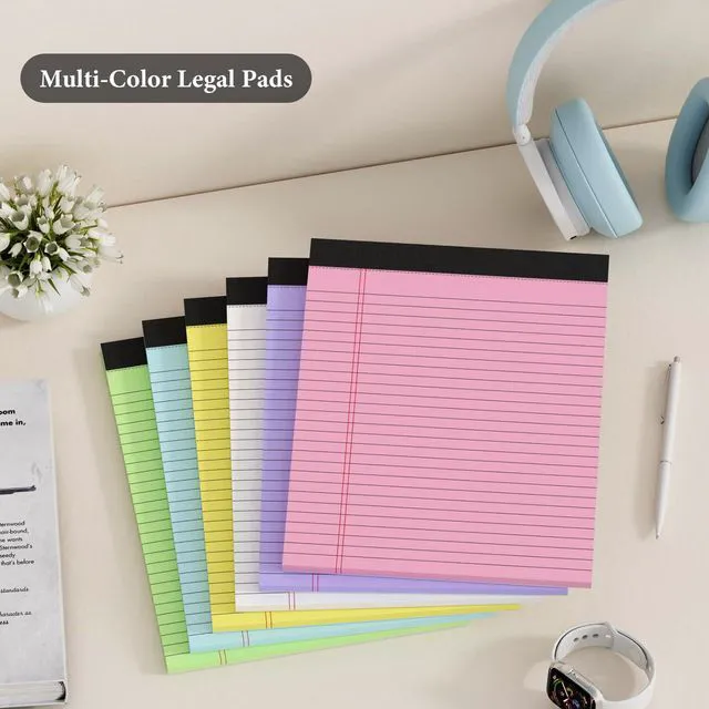 Alt view image 6 of 7 - 6 Pack Legal Pads 8.5 x 11 Colored Note Pads 8.5 x 11 Pink Notepad Perforated Writing Pads 8.5 x 11 Lined Paper Pads of Paper Wide Ruled 30 Sheets Notebook To Do List for School, Office, Home