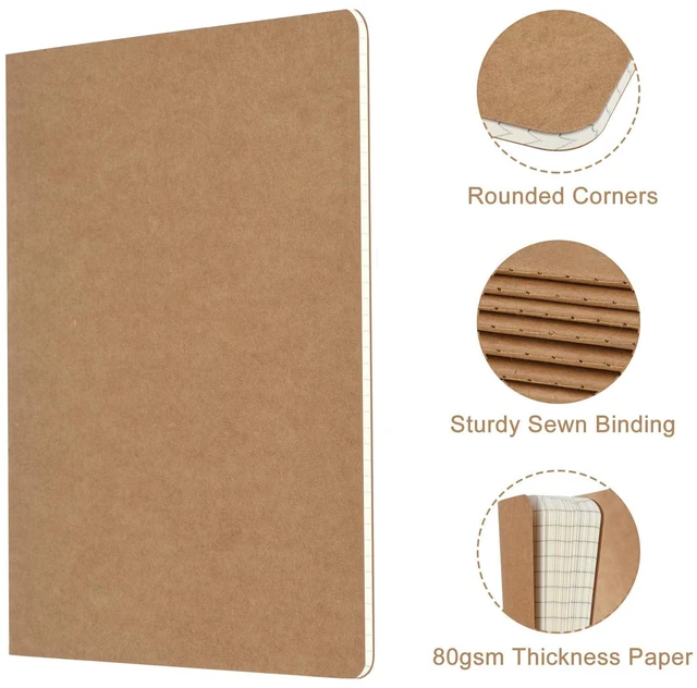 Alt view image 4 of 7 - 50 Pack A5 Kraft Notebooks Bulk, 8.15x5.5 Inches Graph Paper Journaling Notebooks, Notebooks for Work, Composition Notebooks for School, Journal Notebooks for Office, 60 Pages