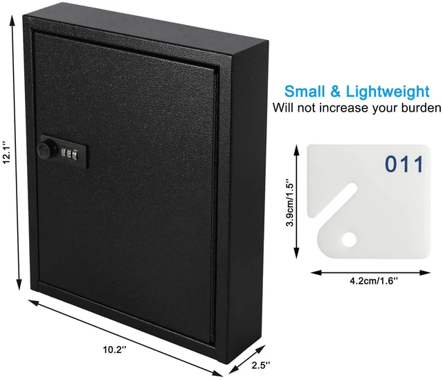 Alt view image 3 of 7 - Key Box, Wall Mount 60 Key Cabinet, Combination Lock, Black Numbered Key Storage Organizer, Secure Lock Box, Key Hooks & Labels, Home, Office & Property Management, 12.1 x 10.2 x 2.5 In