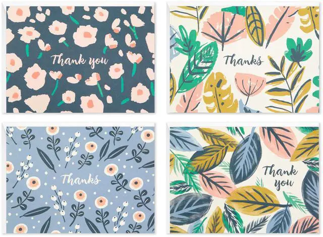 Main image of Bulk Thank You Cards, Assorted 48-Pack (Painted Florals) Modern floral artwork in four designs. Coordinating envelopes. Premium paper stock., 3.8 x 5.0 in