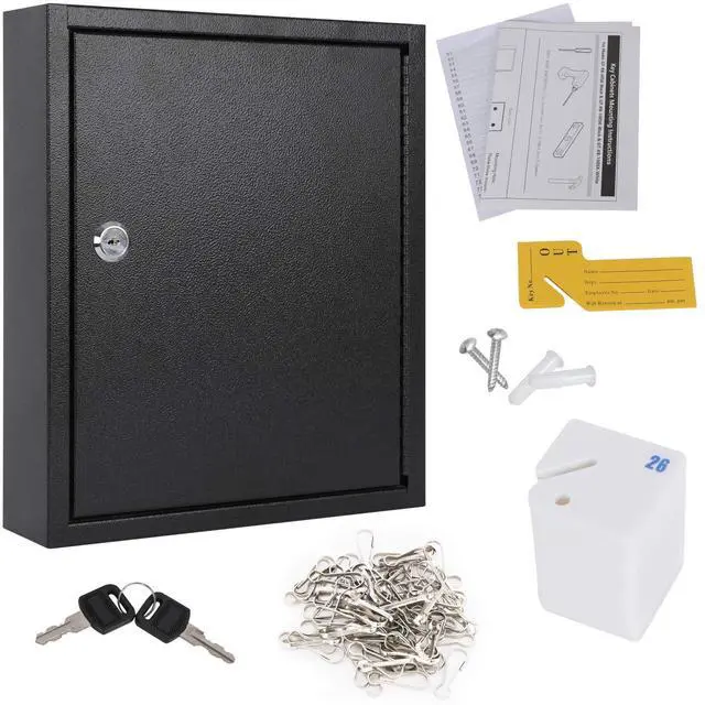 Alt view image 7 of 7 - Key Lock Box, Wall Mount 60 Key Cabinet, Black Numbered Key Storage Organizer, Secure Lock Box, Key Hooks & Labels, Home, Office & Property Management, 12.1 x 10.2 x 2.5 In