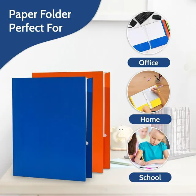 Alt view image 6 of 7 - 100 Pack Green 2 Pocket Paper Folders. Heavy Duty, Bulk Folders with Pockets and Business Card Slots. Colored Letter Size Document Organizers. Durable Portfolio for School, College, Office Files