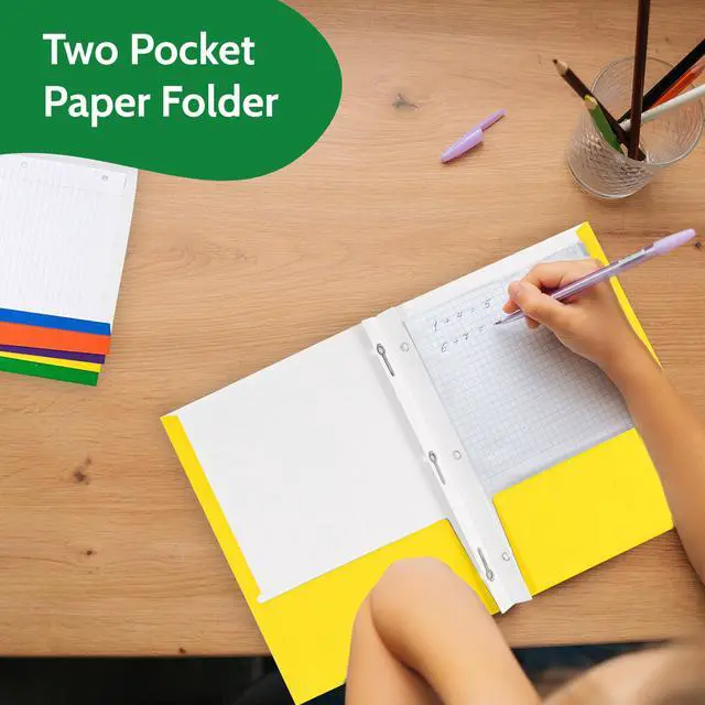 Alt view image 4 of 7 - 100 Pack Green 2 Pocket Paper Folders. Heavy Duty, Bulk Folders with Pockets and Business Card Slots. Colored Letter Size Document Organizers. Durable Portfolio for School, College, Office Files