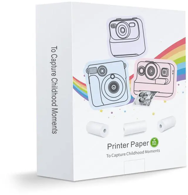 Alt view image 2 of 7 - 12 Rolls Kids Instant Camera Thermal Print Paper Refill - 3 Colors (Pink, Blue, Yellow) Compatible with Most Children Instant Print Cameras - Paper Only