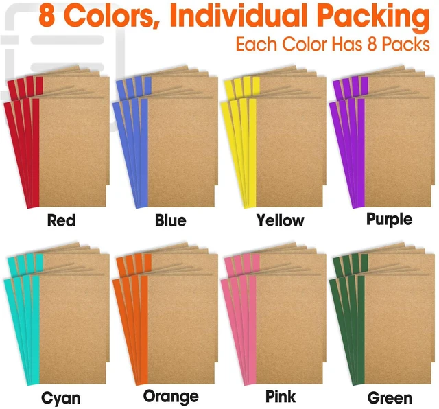 Alt view image 4 of 7 - 64 Pack A5 Kraft Notebooks Bulk, 8.3'' x 5.5'' Lined Journal Notebook with Color Strip, Composition Notebooks Journaling Notebooks for School Office Students Artists, 8 Colors 60 Pages