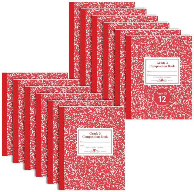Main image of Primary Composition Book, Handwriting Notebook for Kids (K - 3rd Grade), Grade 3 Ruled, 3/8" Skip-Line Manuscript Paper, Flexible Cover, 9.75" x 7.5", 50 Sheets/100 Pages, 12 Pack