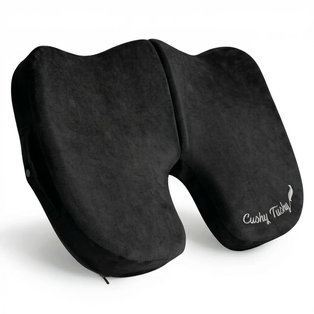 Alt view image 2 of 7 - Premium Slim Foldable Travel Seat Cushion - for Relief of Lower Back, Sciatic, Butt and Tailbone Pain - for Home & Office Use, Perfect for Travel or Driving - Slim Coccyx Cushion - Black