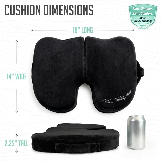 Alt view image 3 of 7 - Premium Slim Foldable Travel Seat Cushion - for Relief of Lower Back, Sciatic, Butt and Tailbone Pain - for Home & Office Use, Perfect for Travel or Driving - Slim Coccyx Cushion - Black