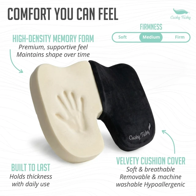 Alt view image 4 of 7 - Premium Slim Foldable Travel Seat Cushion - for Relief of Lower Back, Sciatic, Butt and Tailbone Pain - for Home & Office Use, Perfect for Travel or Driving - Slim Coccyx Cushion - Black